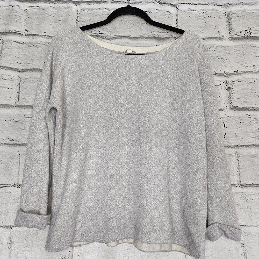 Soft Joie Gray Diamond Patterned Women Large Casual Pullover Sweater Wool Blend